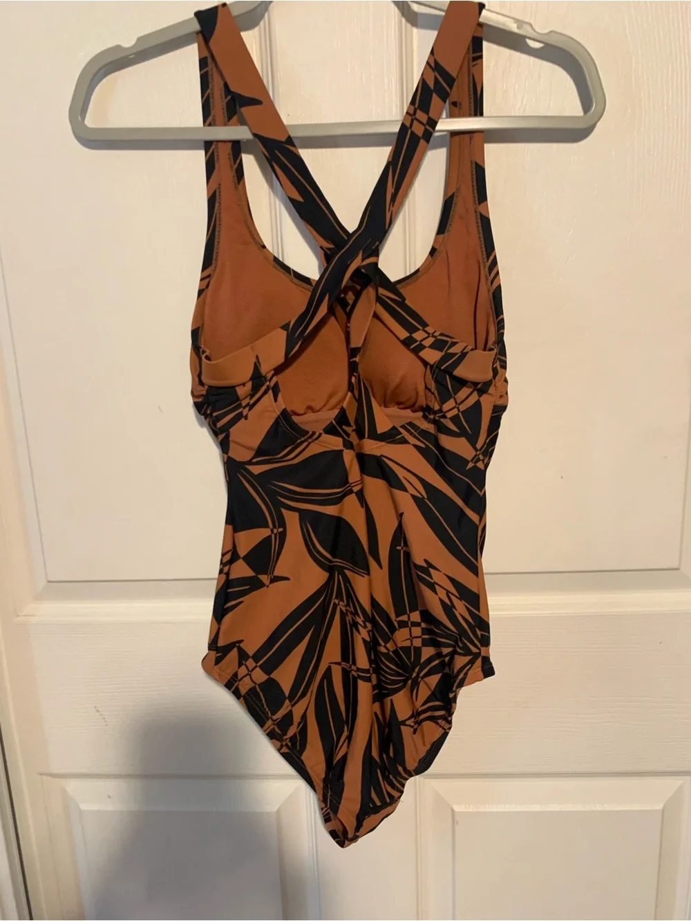 all in motion Brown and Black Tropical Leaf One-Piece bathingsuit